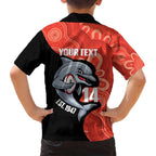 Redcliffe Rugby Custom Family Matching Tank Maxi Dress and Hawaiian Shirt Go Dolphins Aboriginal Art - Aussie Hoodie