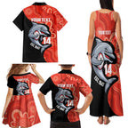 Redcliffe Rugby Custom Family Matching Tank Maxi Dress and Hawaiian Shirt Go Dolphins Aboriginal Art - Aussie Hoodie