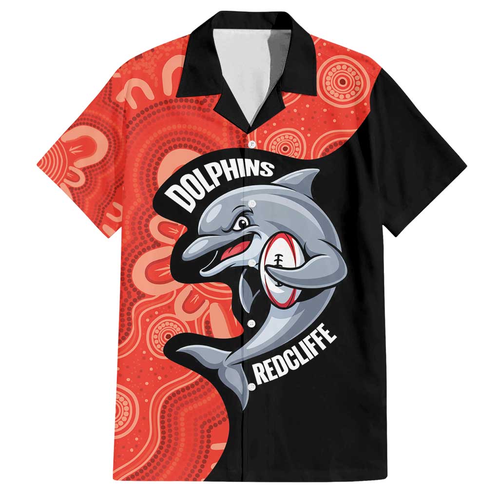 Redcliffe Rugby Custom Family Matching Tank Maxi Dress and Hawaiian Shirt Go Dolphins Aboriginal Art - Aussie Hoodie