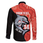 Redcliffe Rugby Custom Family Matching Tank Maxi Dress and Hawaiian Shirt Go Dolphins Aboriginal Art - Aussie Hoodie