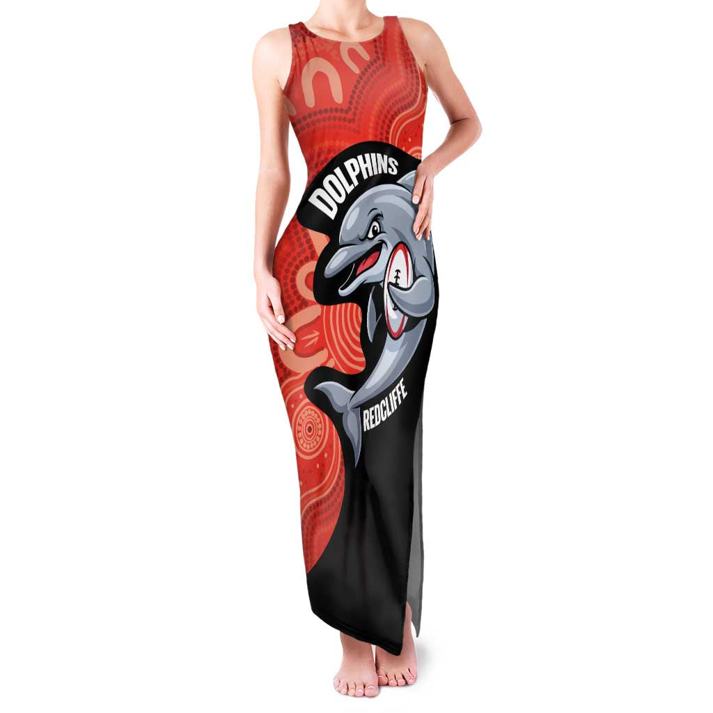 Redcliffe Rugby Custom Family Matching Tank Maxi Dress and Hawaiian Shirt Go Dolphins Aboriginal Art - Aussie Hoodie