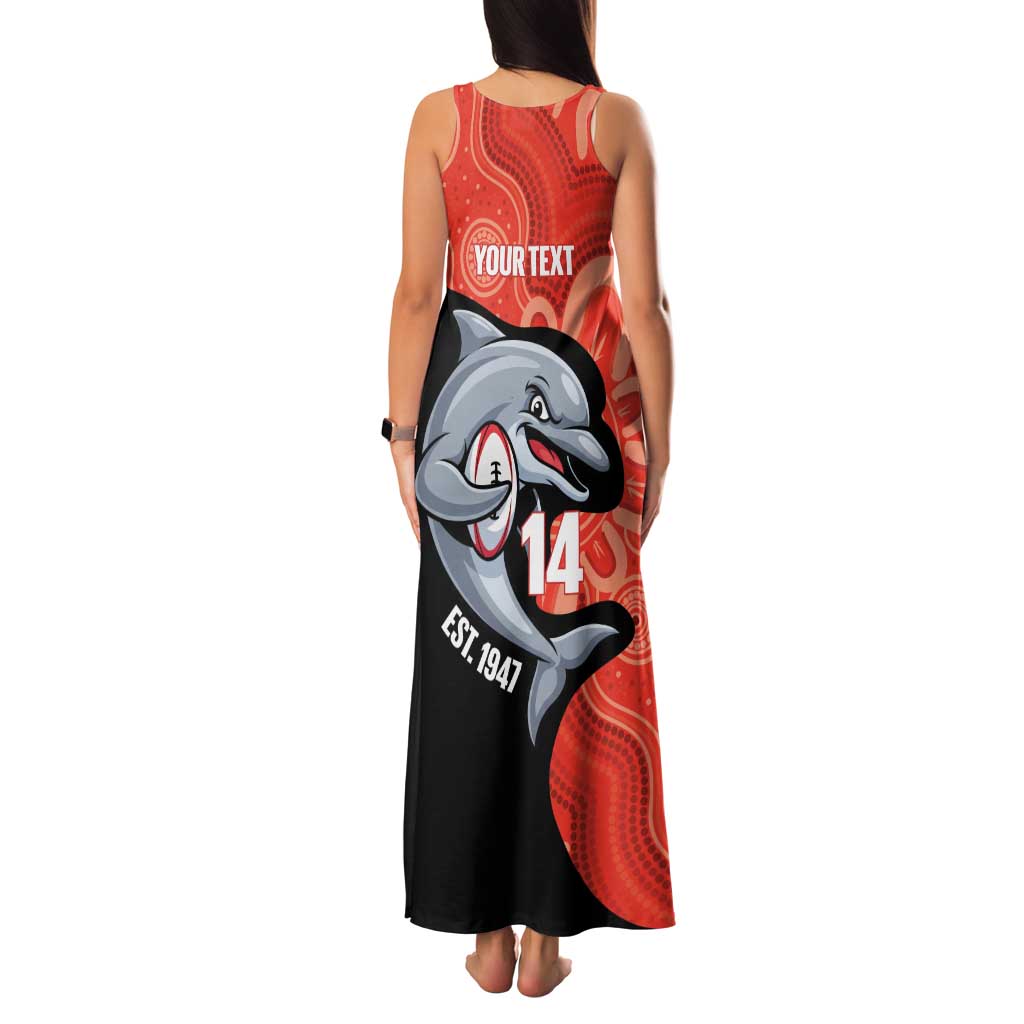 Redcliffe Rugby Custom Family Matching Tank Maxi Dress and Hawaiian Shirt Go Dolphins Aboriginal Art - Aussie Hoodie
