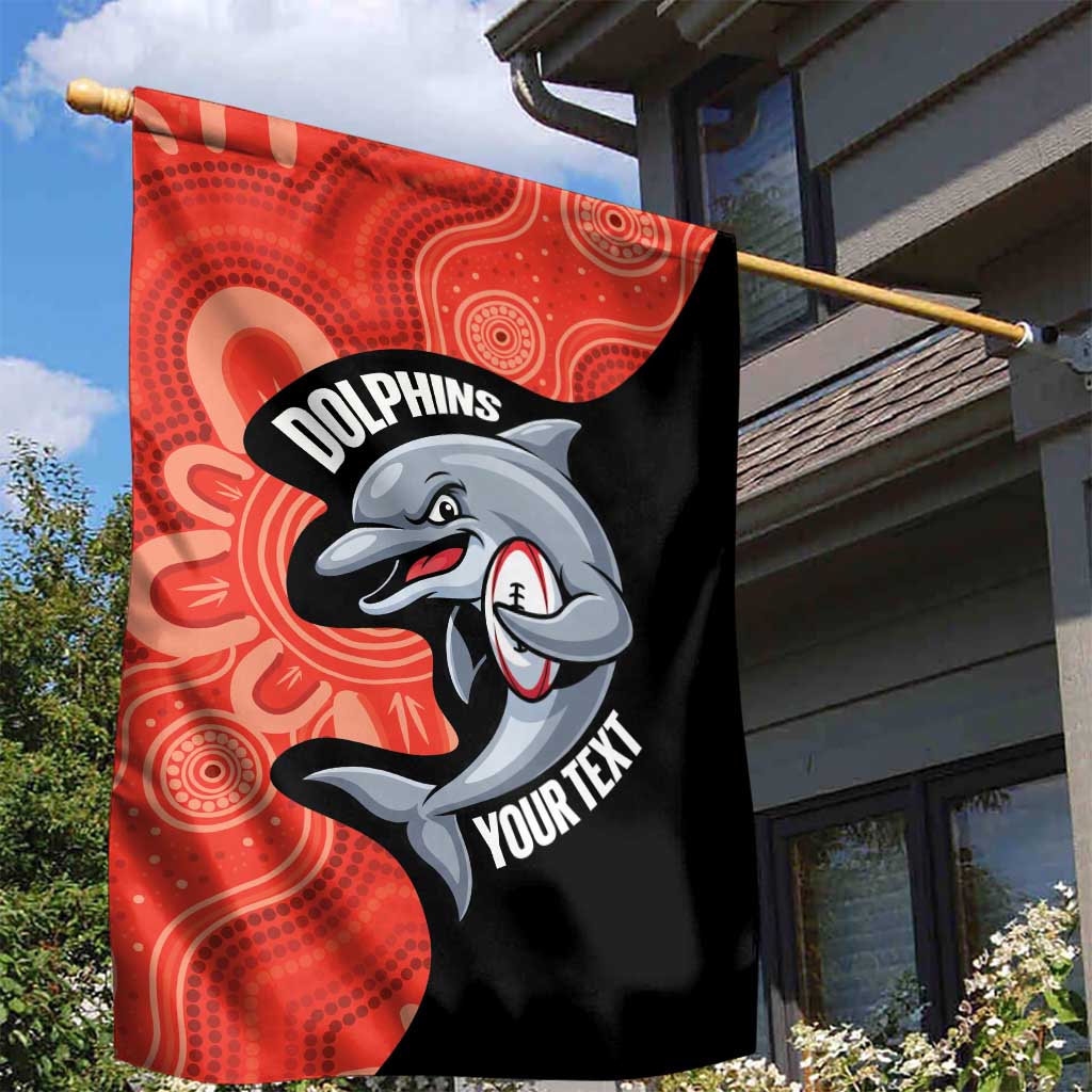 Redcliffe Rugby Custom Garden Flag Go Dolphins Aboriginal Art - Aussie Hoodie