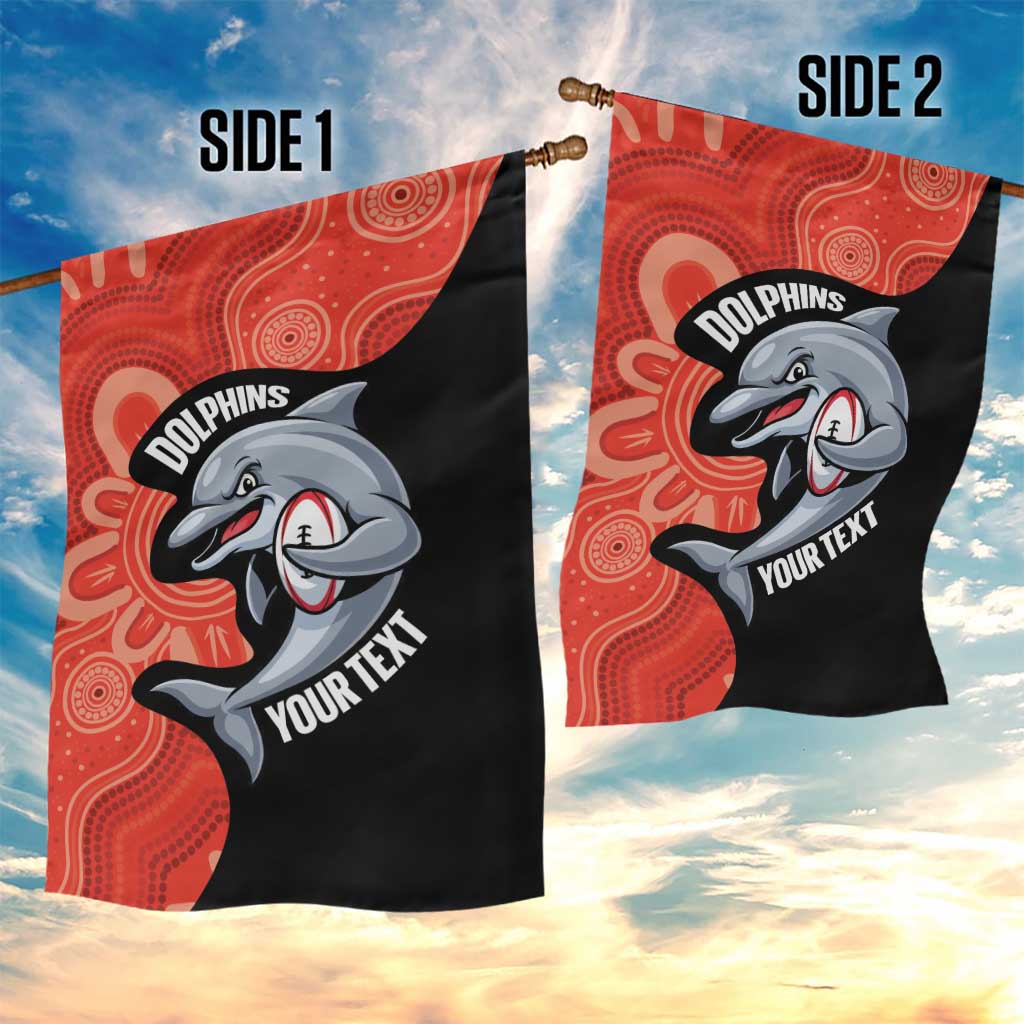Redcliffe Rugby Custom Garden Flag Go Dolphins Aboriginal Art - Aussie Hoodie