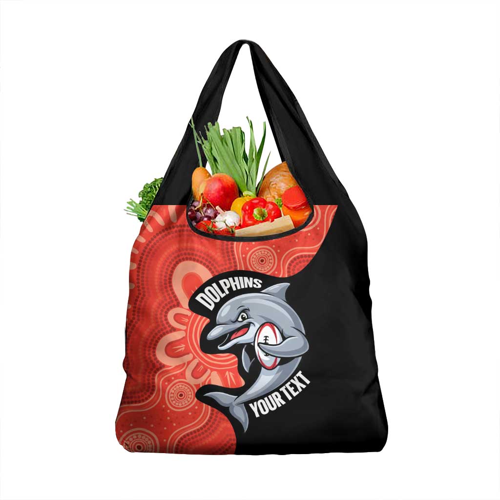 Redcliffe Rugby Custom Grocery Bag Go Dolphins Aboriginal Art - Aussie Hoodie