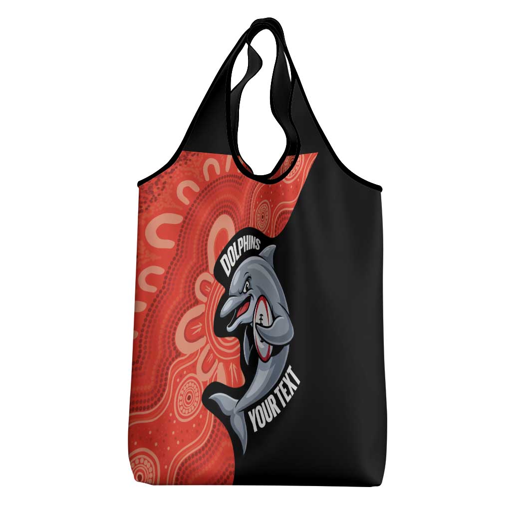 Redcliffe Rugby Custom Grocery Bag Go Dolphins Aboriginal Art - Aussie Hoodie