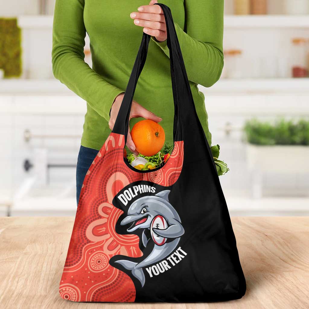 Redcliffe Rugby Custom Grocery Bag Go Dolphins Aboriginal Art - Aussie Hoodie