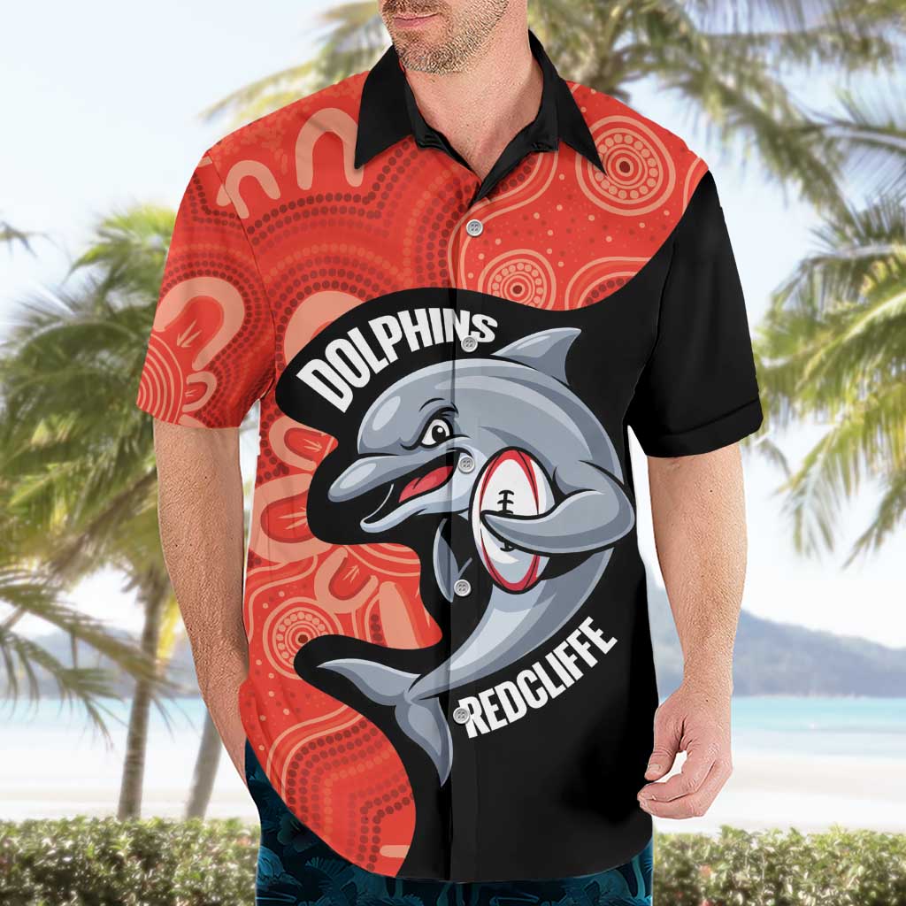 Redcliffe Rugby Custom Hawaiian Shirt Go Dolphins Aboriginal Art - Aussie Hoodie