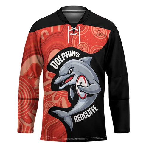 Redcliffe Rugby Custom Hockey Jersey Go Dolphins Aboriginal Art - Aussie Hoodie