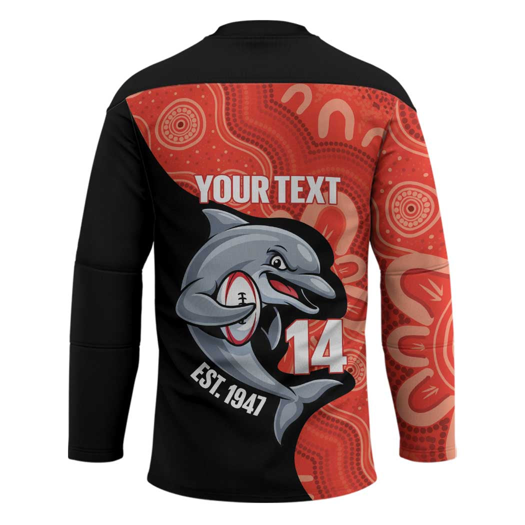 Redcliffe Rugby Custom Hockey Jersey Go Dolphins Aboriginal Art - Aussie Hoodie