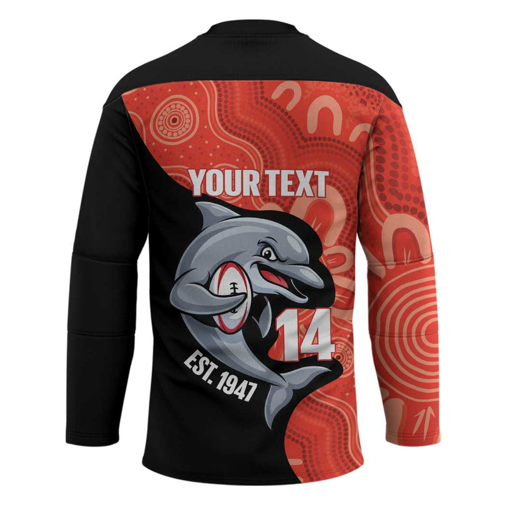 Redcliffe Rugby Custom Hockey Jersey Go Dolphins Aboriginal Art - Aussie Hoodie