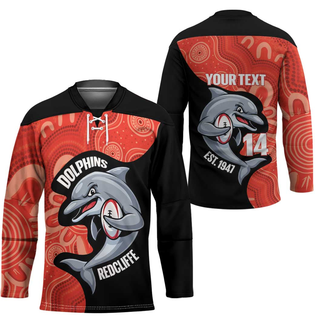 Redcliffe Rugby Custom Hockey Jersey Go Dolphins Aboriginal Art - Aussie Hoodie