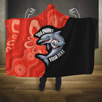 Redcliffe Rugby Custom Hooded Blanket Go Dolphins Aboriginal Art - Aussie Hoodie