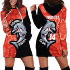 Redcliffe Rugby Custom Hoodie Dress Go Dolphins Aboriginal Art - Aussie Hoodie