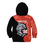 Redcliffe Rugby Custom Kid Hoodie Go Dolphins Aboriginal Art - Aussie Hoodie