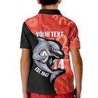 Redcliffe Rugby Custom Kid Polo Shirt Go Dolphins Aboriginal Art - Aussie Hoodie
