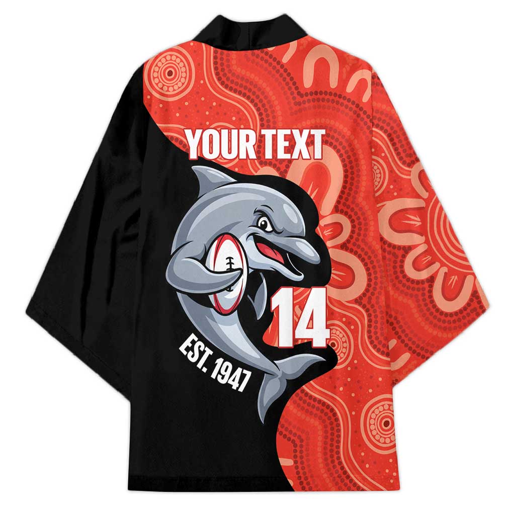 Redcliffe Rugby Custom Kimono Go Dolphins Aboriginal Art - Aussie Hoodie