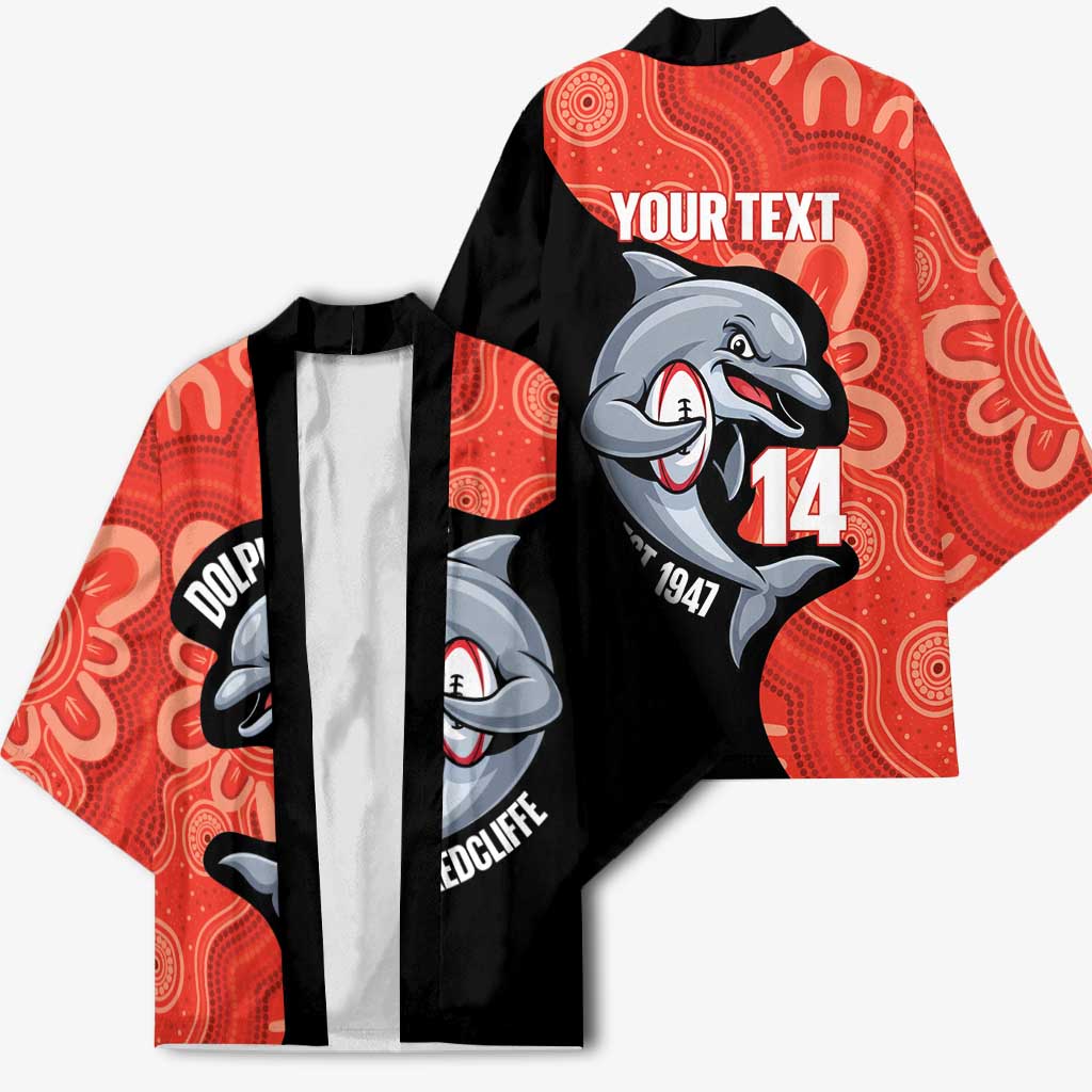 Redcliffe Rugby Custom Kimono Go Dolphins Aboriginal Art - Aussie Hoodie