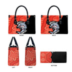 Redcliffe Rugby Custom Leather Bag Go Dolphins Aboriginal Art - Aussie Hoodie