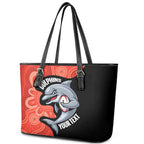 Redcliffe Rugby Custom Leather Tote Bag Go Dolphins Aboriginal Art - Aussie Hoodie