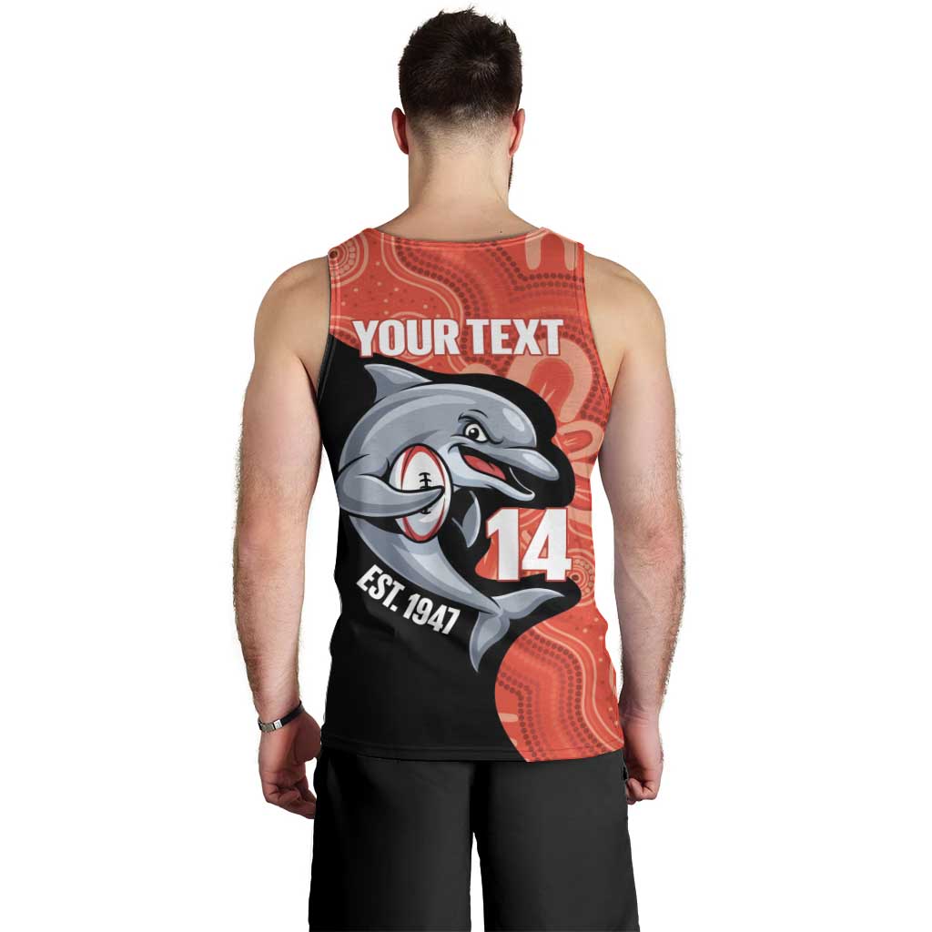 Redcliffe Rugby Custom Men Tank Top Go Dolphins Aboriginal Art - Aussie Hoodie
