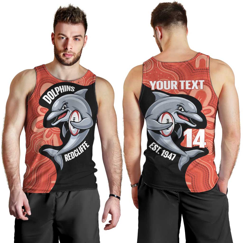 Redcliffe Rugby Custom Men Tank Top Go Dolphins Aboriginal Art - Aussie Hoodie