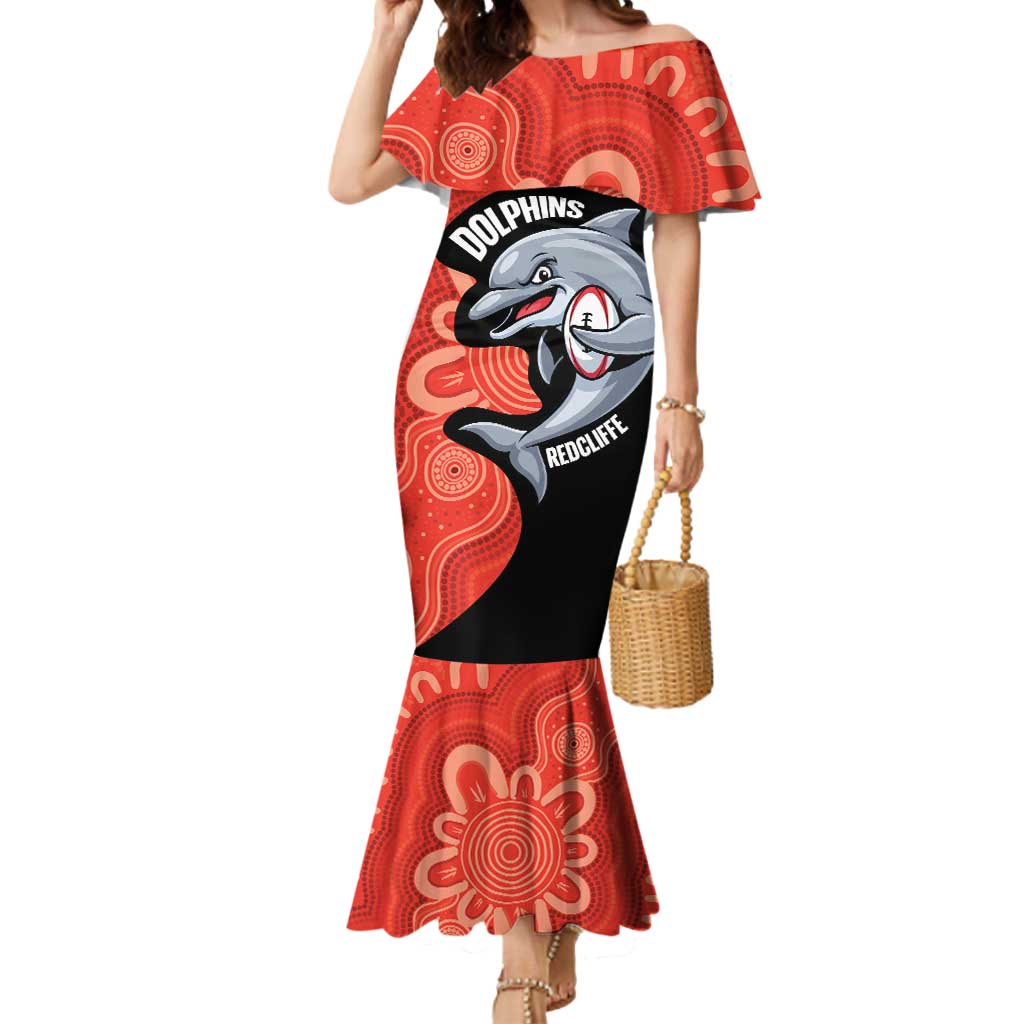 Redcliffe Rugby Custom Mermaid Dress Go Dolphins Aboriginal Art - Aussie Hoodie