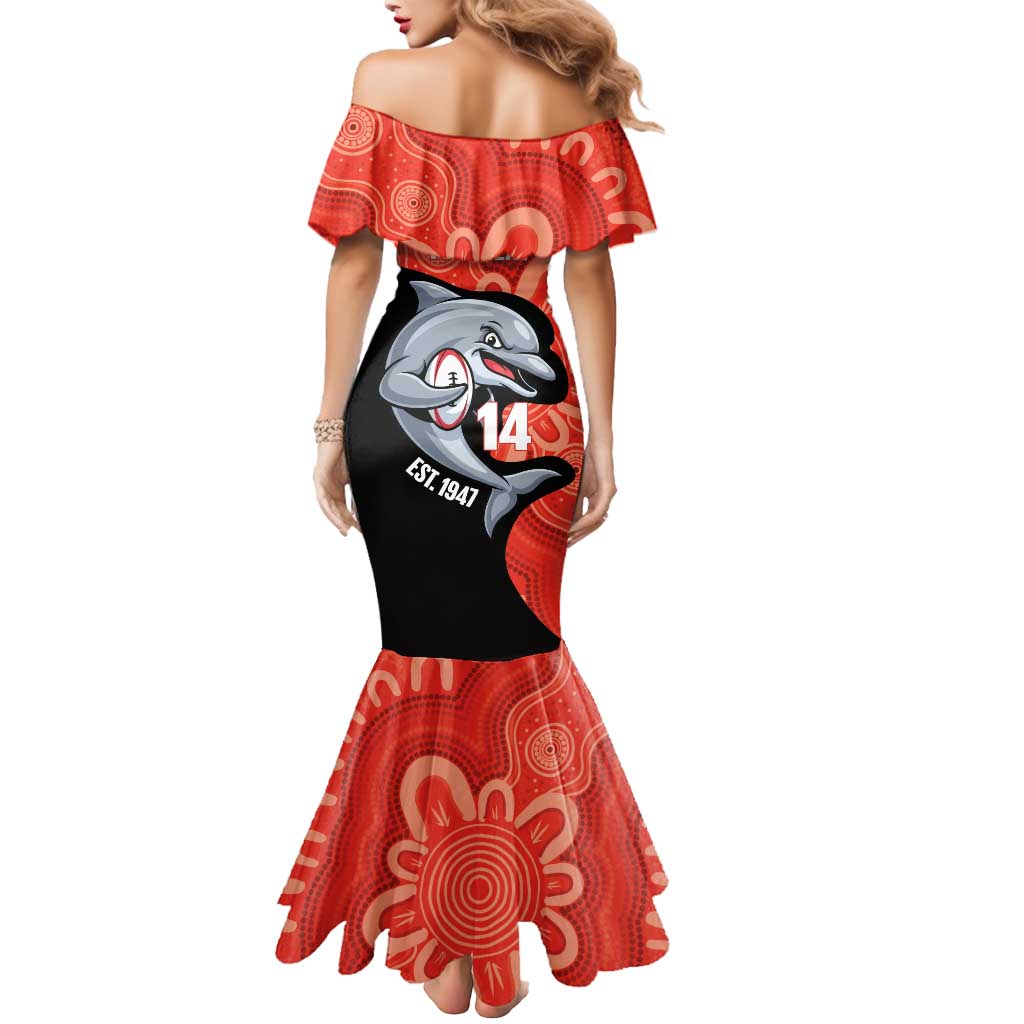 Redcliffe Rugby Custom Mermaid Dress Go Dolphins Aboriginal Art - Aussie Hoodie