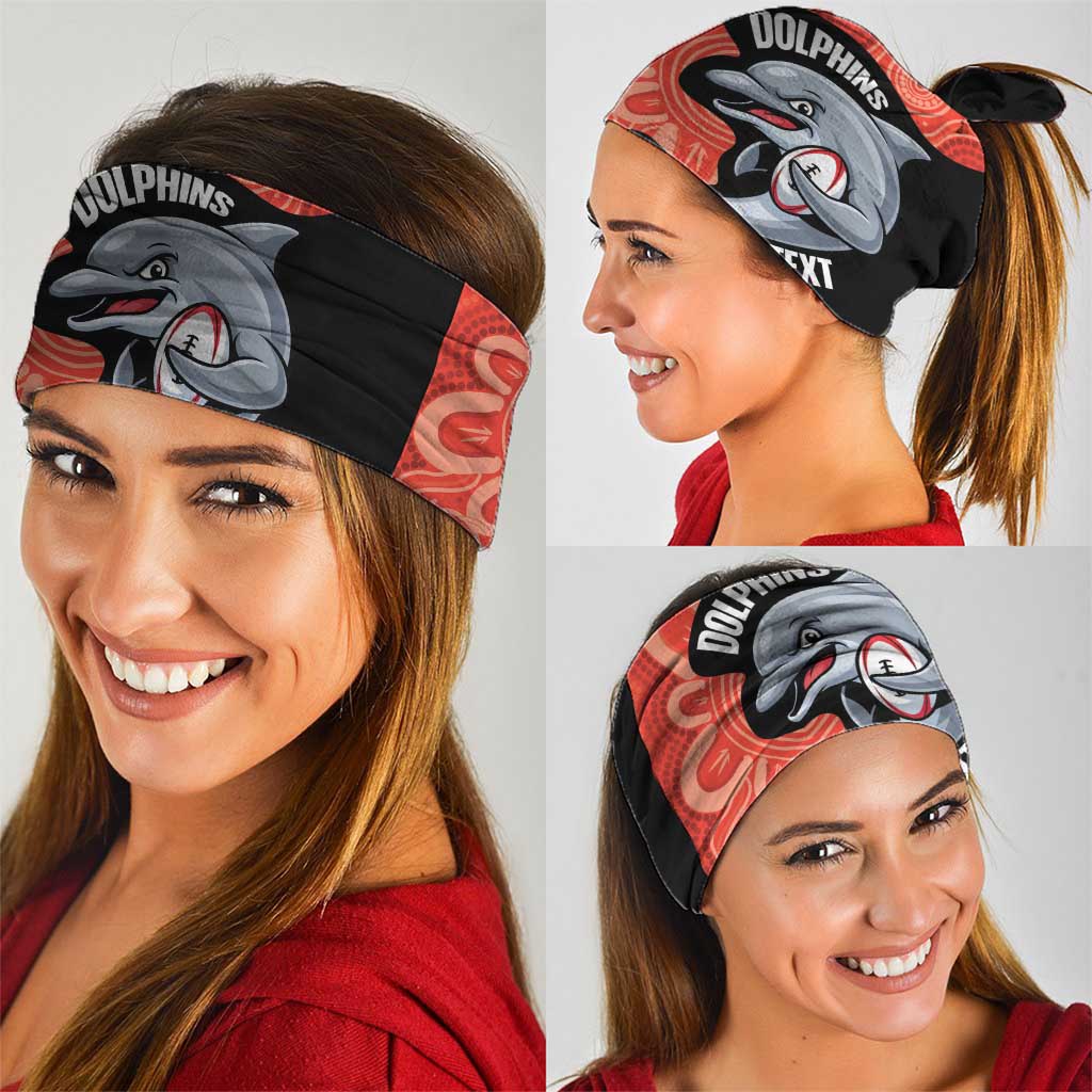 Redcliffe Rugby Custom Neck Gaiter Go Dolphins Aboriginal Art - Aussie Hoodie