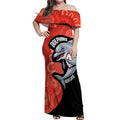 Redcliffe Rugby Custom Off Shoulder Maxi Dress Go Dolphins Aboriginal Art - Aussie Hoodie