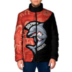 Redcliffe Rugby Custom Padded Jacket Go Dolphins Aboriginal Art - Aussie Hoodie