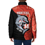 Redcliffe Rugby Custom Padded Jacket Go Dolphins Aboriginal Art - Aussie Hoodie