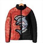 Redcliffe Rugby Custom Padded Jacket Go Dolphins Aboriginal Art - Aussie Hoodie