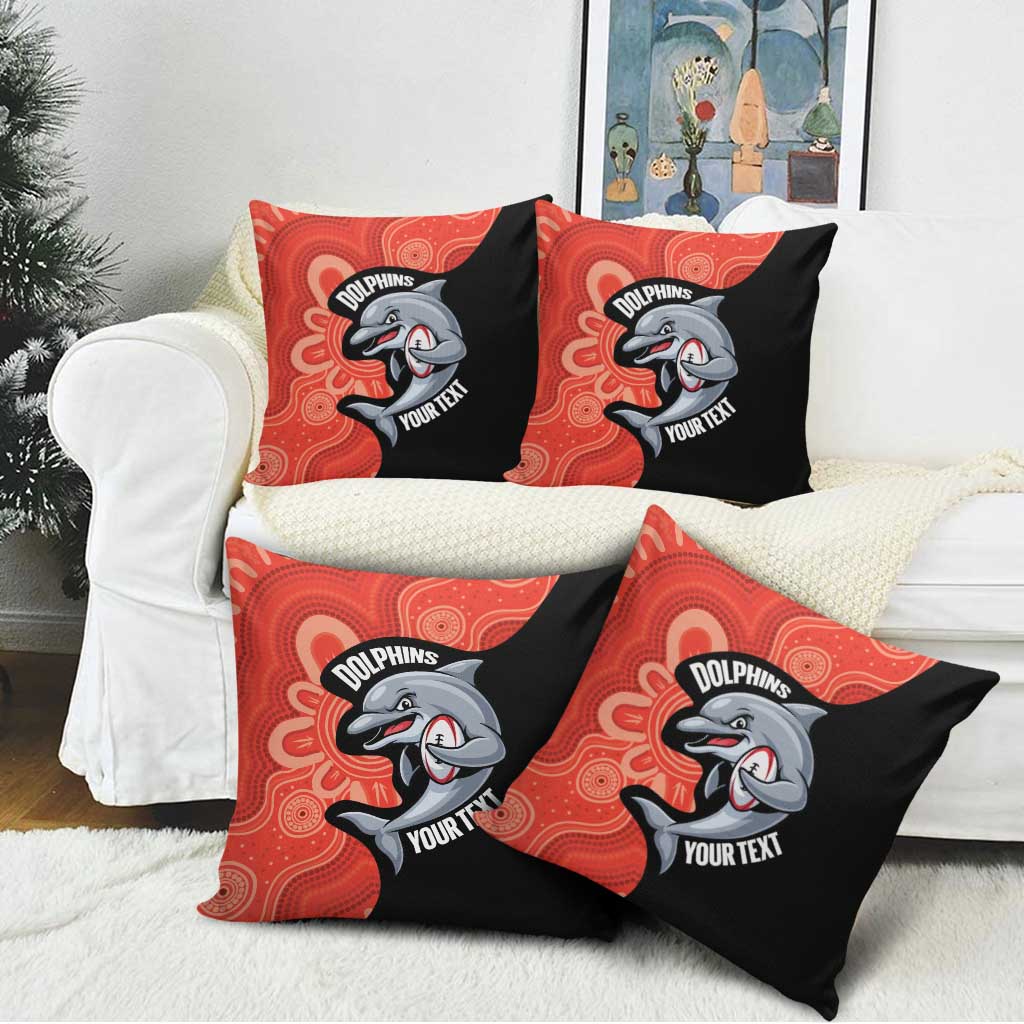 Redcliffe Rugby Custom Pillow Cover Go Dolphins Aboriginal Art - Aussie Hoodie