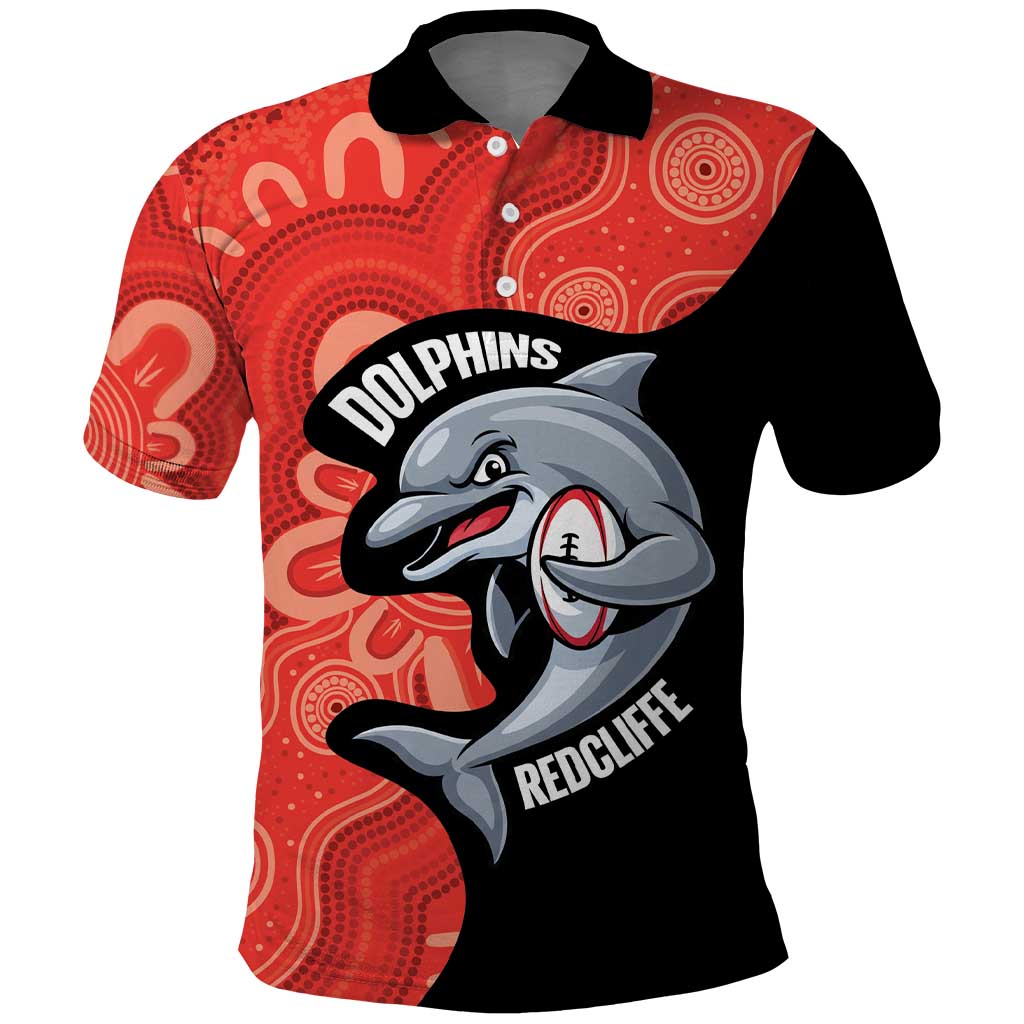 Redcliffe Rugby Custom Polo Shirt Go Dolphins Aboriginal Art - Aussie Hoodie