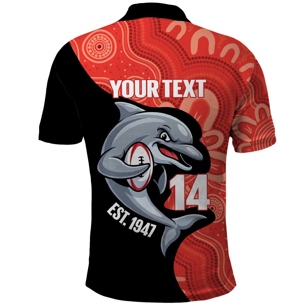 Redcliffe Rugby Custom Polo Shirt Go Dolphins Aboriginal Art - Aussie Hoodie