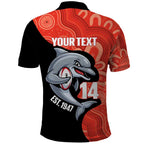 Redcliffe Rugby Custom Polo Shirt Go Dolphins Aboriginal Art - Aussie Hoodie