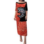 Redcliffe Rugby Custom Puletasi Go Dolphins Aboriginal Art - Aussie Hoodie