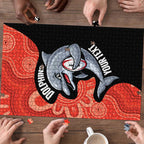 Redcliffe Rugby Custom Puzzle Go Dolphins Aboriginal Art - Aussie Hoodie