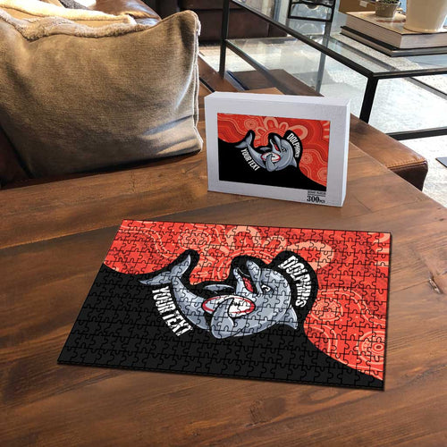 Redcliffe Rugby Custom Puzzle Go Dolphins Aboriginal Art - Aussie Hoodie