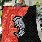 Redcliffe Rugby Custom Quilt Go Dolphins Aboriginal Art - Aussie Hoodie