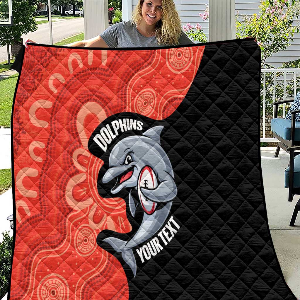 Redcliffe Rugby Custom Quilt Go Dolphins Aboriginal Art - Aussie Hoodie