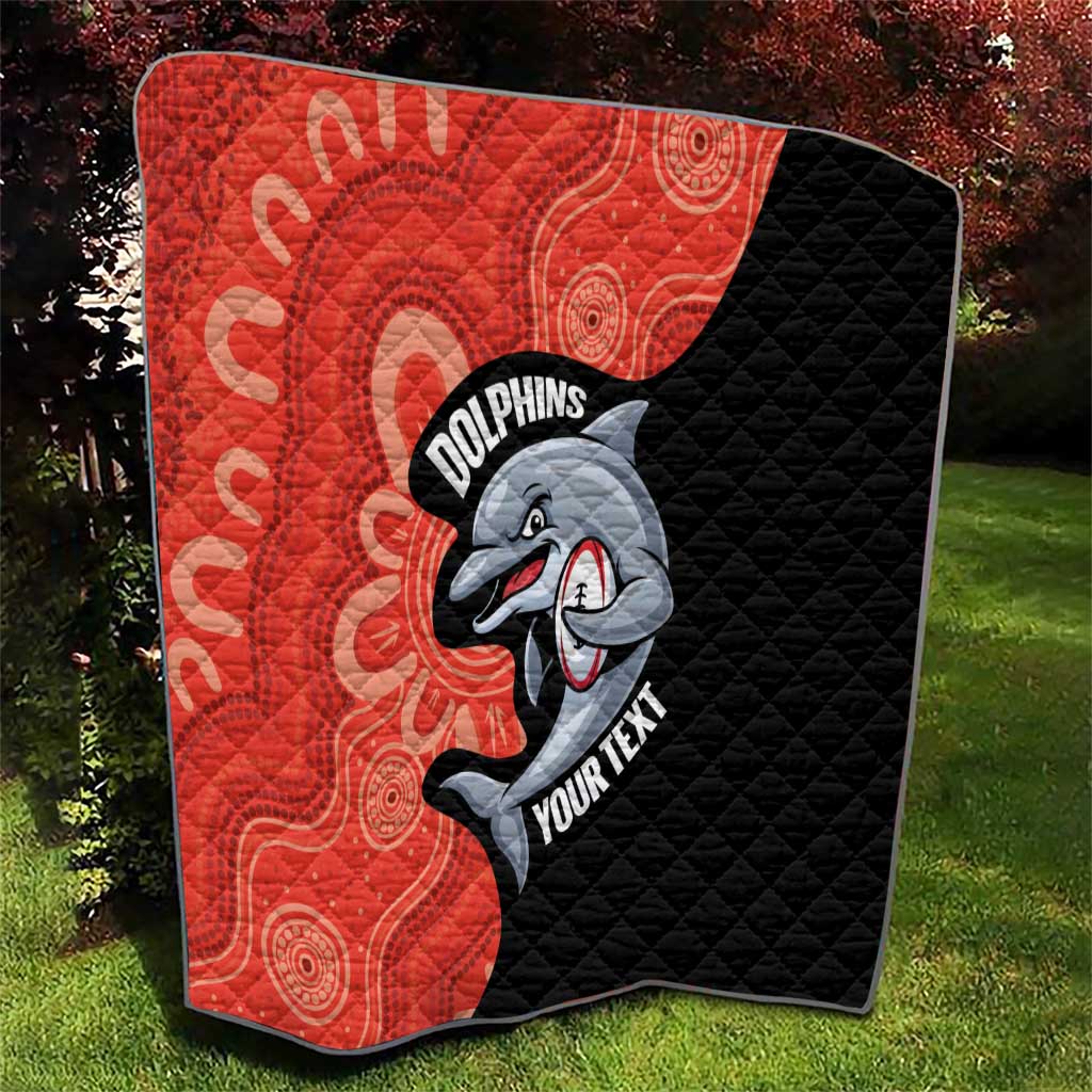 Redcliffe Rugby Custom Quilt Go Dolphins Aboriginal Art - Aussie Hoodie