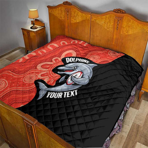 Redcliffe Rugby Custom Quilt Go Dolphins Aboriginal Art - Aussie Hoodie