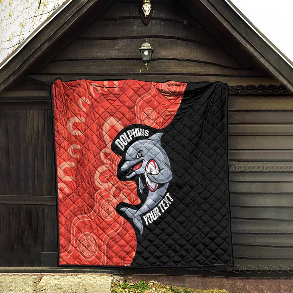 Redcliffe Rugby Custom Quilt Go Dolphins Aboriginal Art - Aussie Hoodie