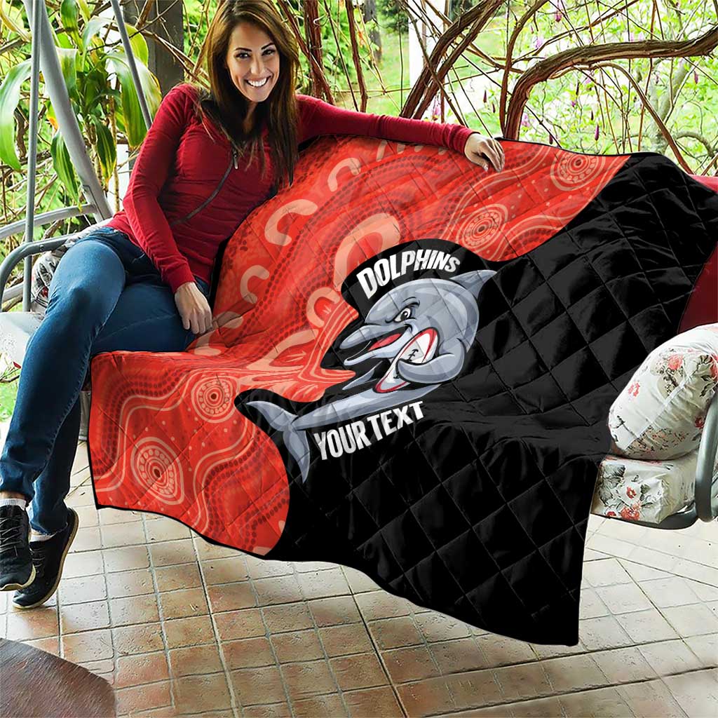 Redcliffe Rugby Custom Quilt Go Dolphins Aboriginal Art - Aussie Hoodie