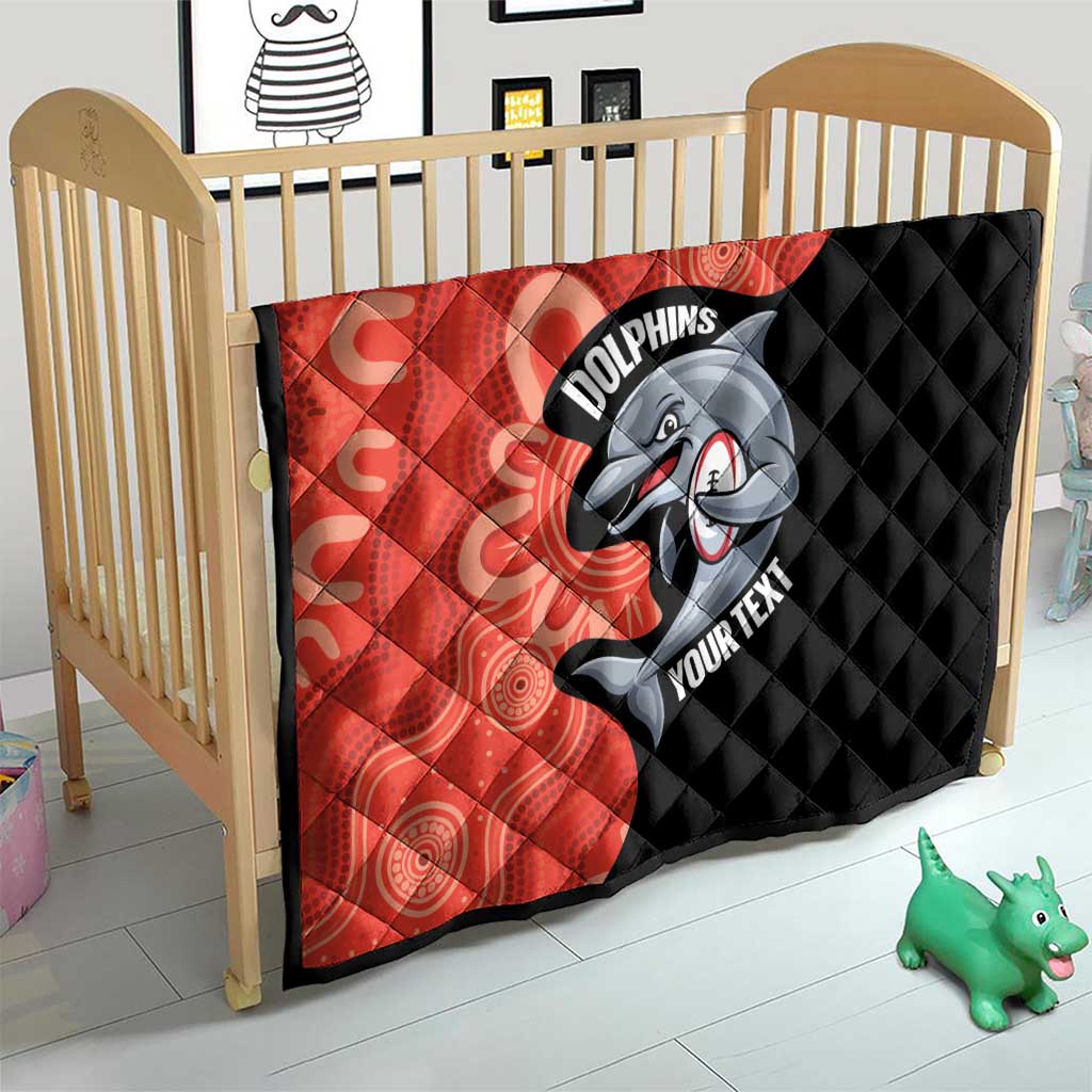 Redcliffe Rugby Custom Quilt Go Dolphins Aboriginal Art - Aussie Hoodie