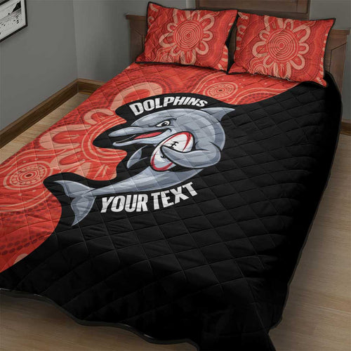 Redcliffe Rugby Custom Quilt Bed Set Go Dolphins Aboriginal Art - Aussie Hoodie