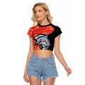 Redcliffe Rugby Custom Raglan Cropped T Shirt Go Dolphins Aboriginal Art - Aussie Hoodie