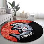 Redcliffe Rugby Custom Round Carpet Go Dolphins Aboriginal Art - Aussie Hoodie